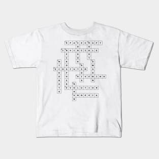 (1964TI) Crossword pattern with words from a famous 1964 science fiction book by a Polish author. Kids T-Shirt